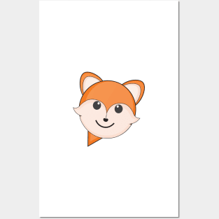 Cute Fox Cartoon Character In a Speech Bubble Posters and Art